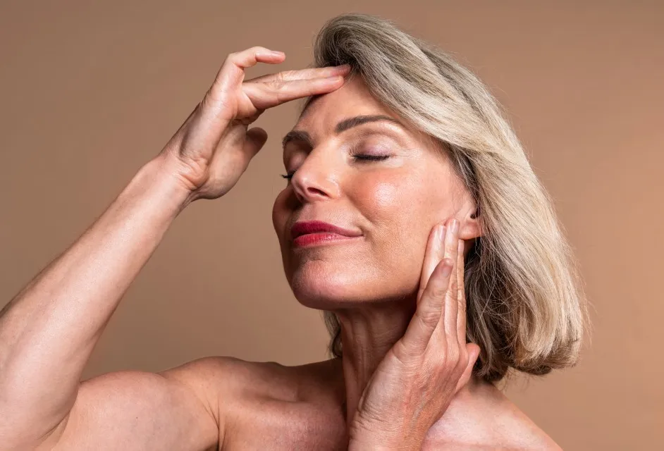 Retrato de una mujer madura con piel radiante tras una consulta estética con los mejores cirujanos plásticos del país.